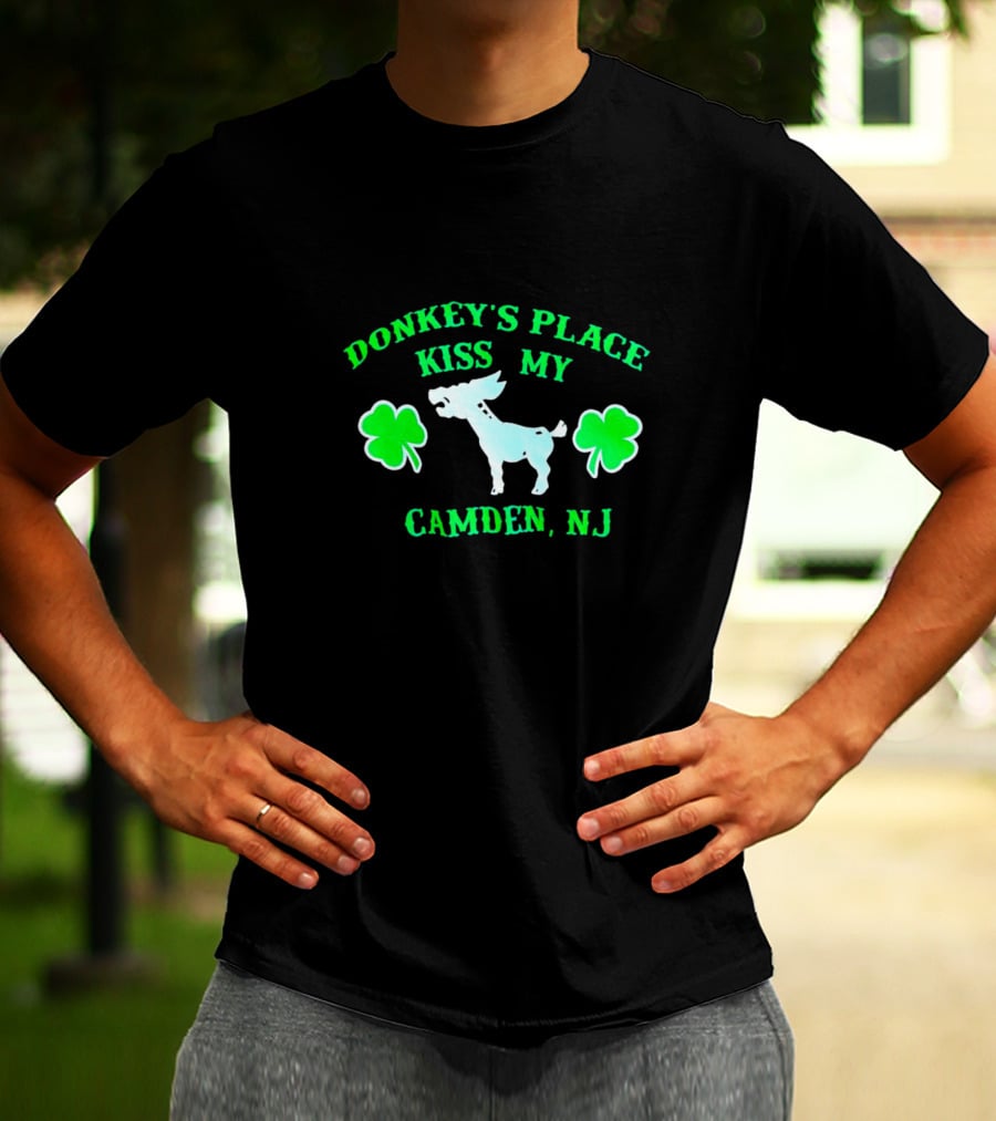 Donkey's Place Kiss My Camden NJ St. Patrick's Day Shamrocks T-Shirt