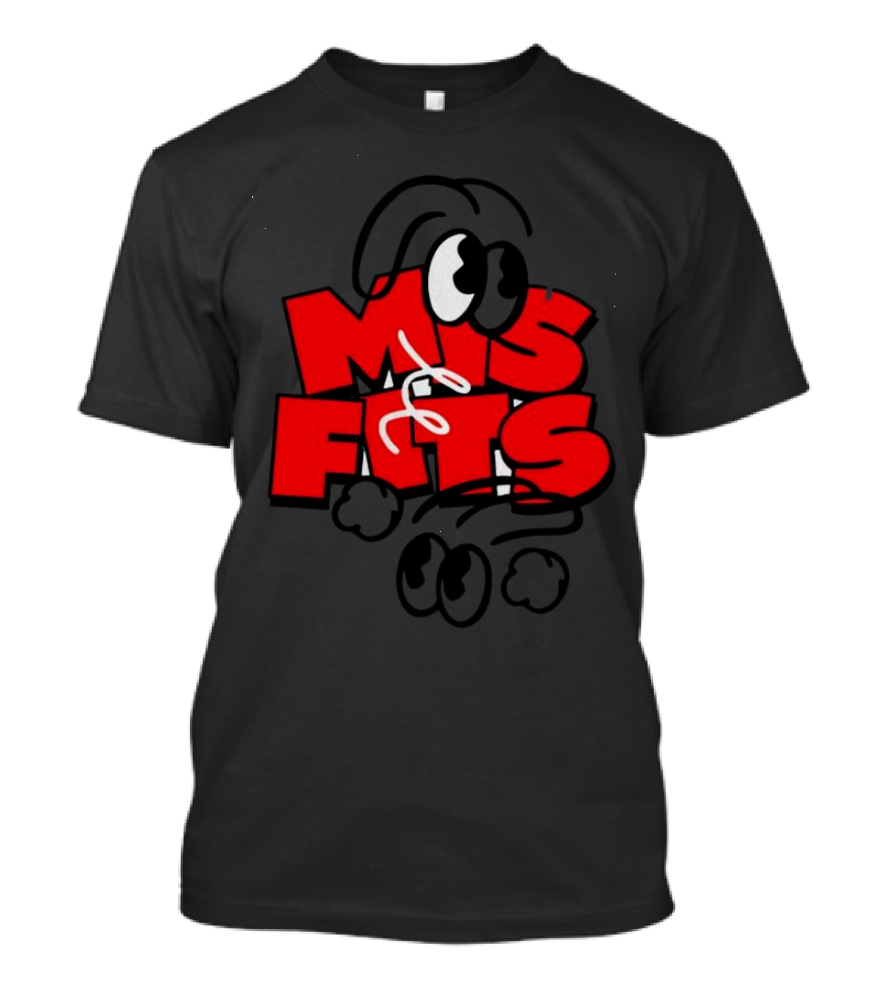 Misfits Gaming MSF Logo Red Text And Cartoon Eyes T-Shirt