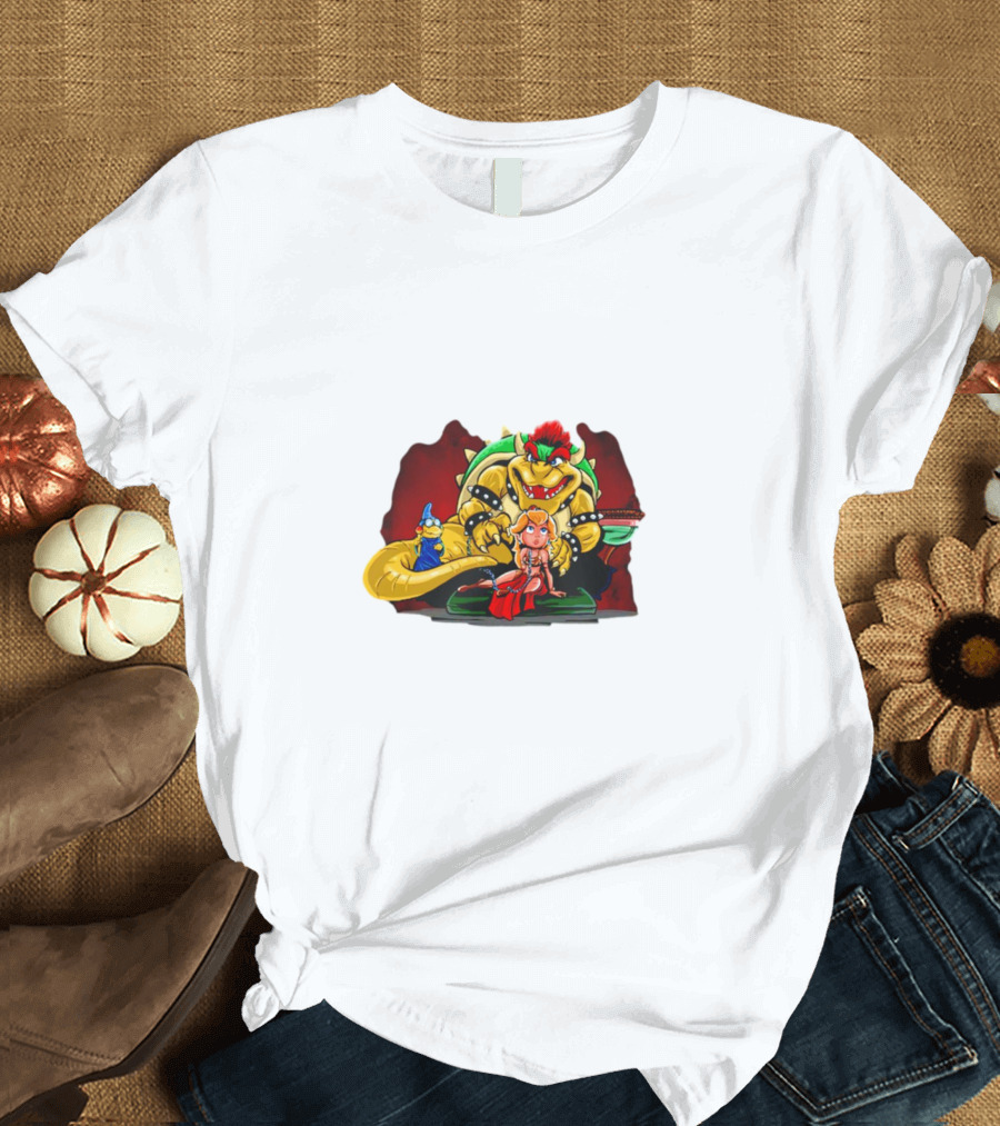 Bowser The Hutt Mario Bros Crossover With Princess Peach And Wizard Koopa T-Shirt