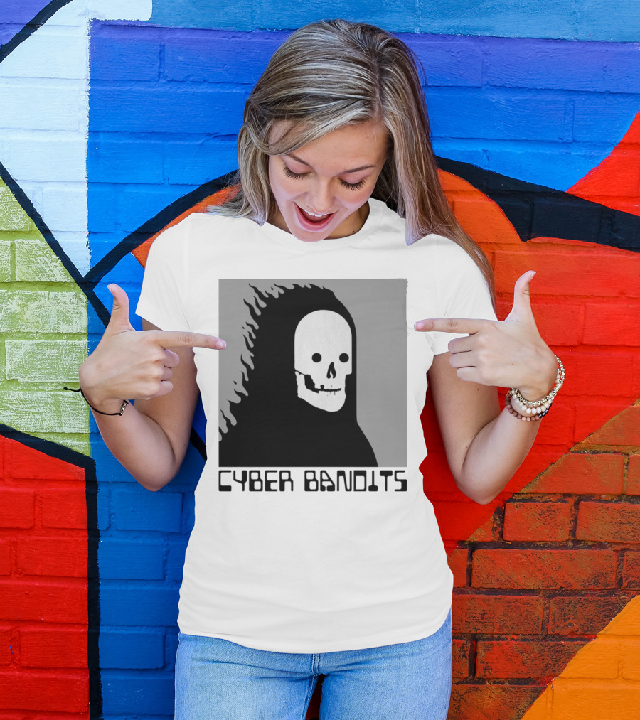 Flaming Reaper Cyber Bandits Skull T-Shirt