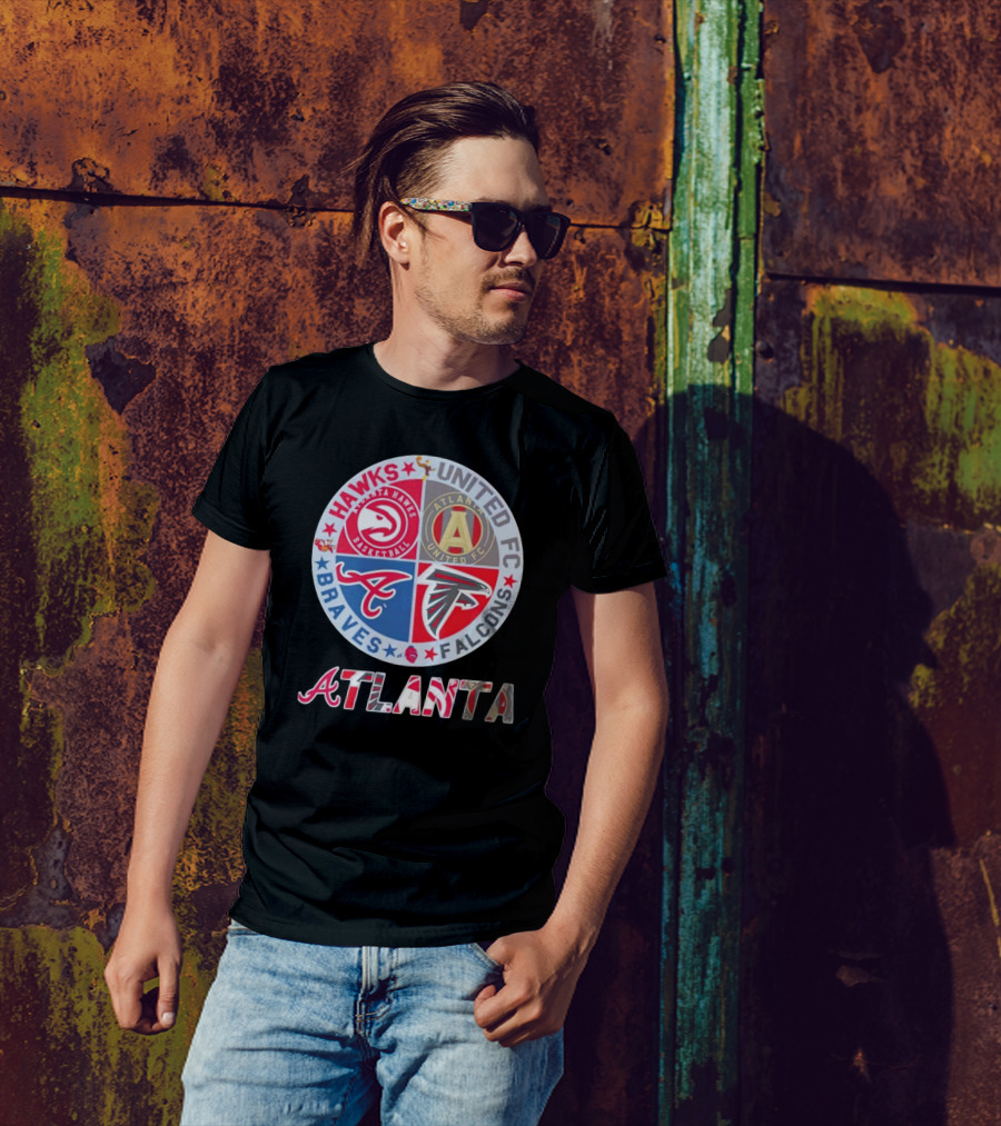 Atlanta Hawks United FC Falcons Braves Logo Mashup T-Shirt