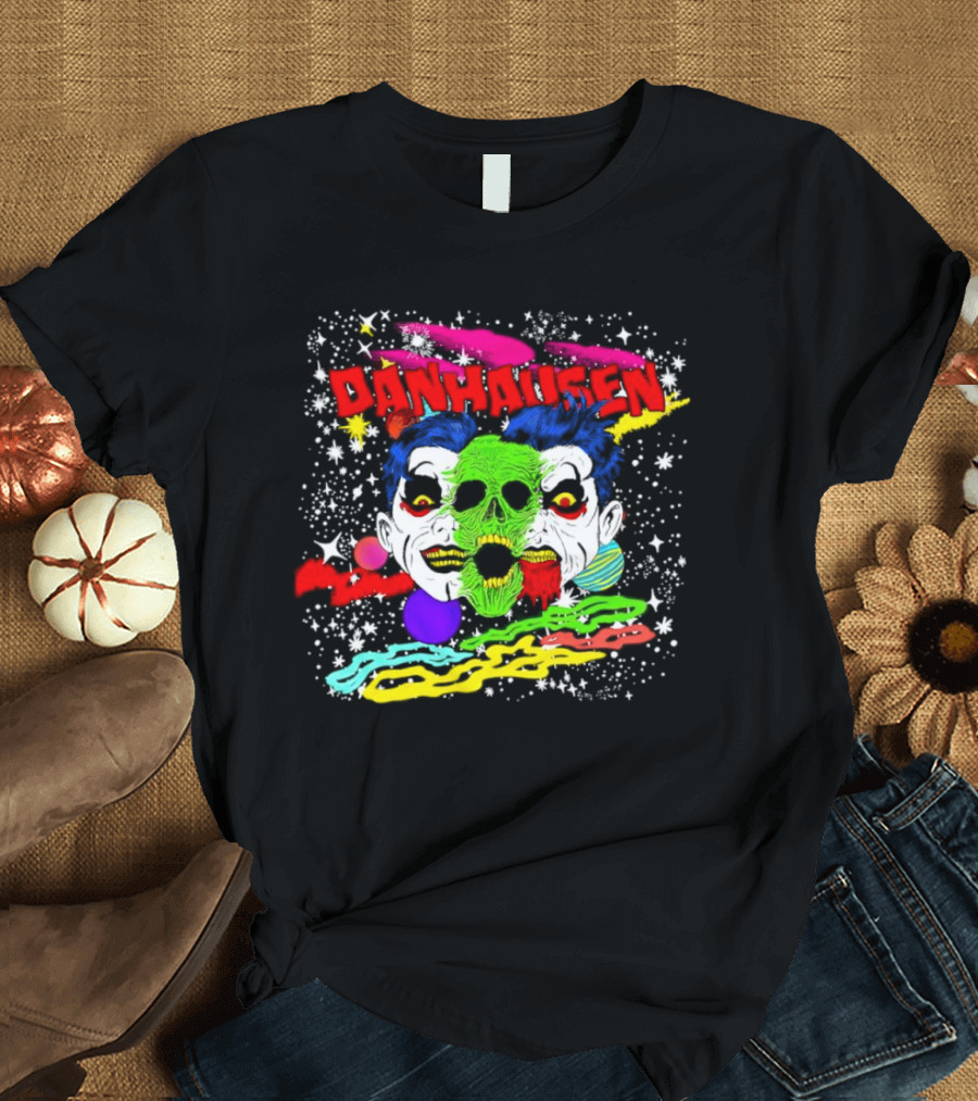 Danhausen Cosmic Skull Faces Colorful Space T-Shirt