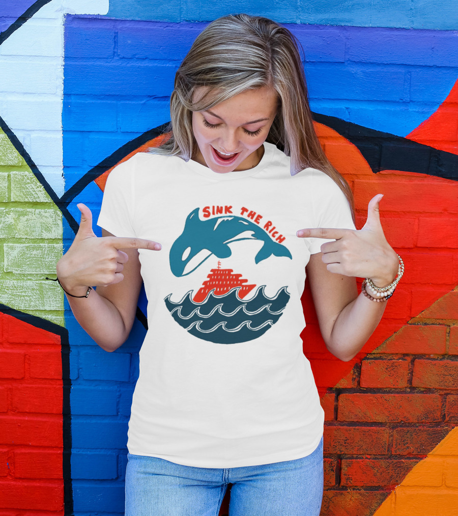 SINK THE RICH Orca And Yacht Sea Scene T-Shirt