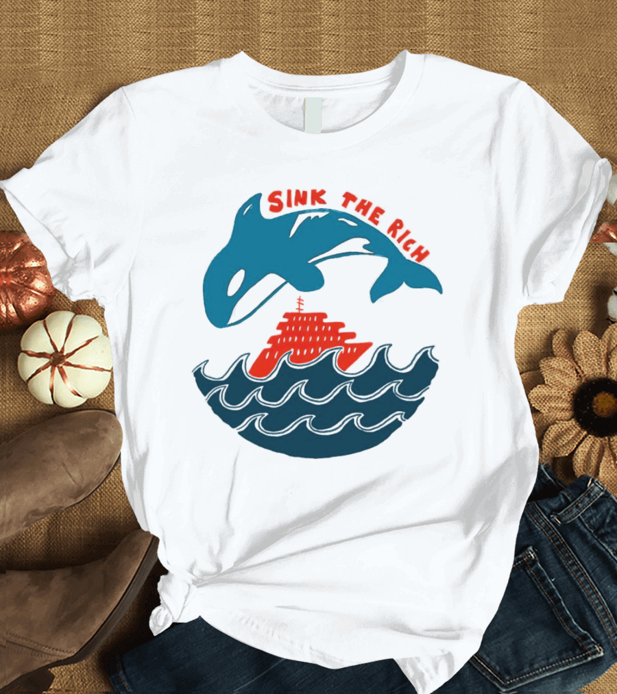 SINK THE RICH Orca And Yacht Sea Scene T-Shirt