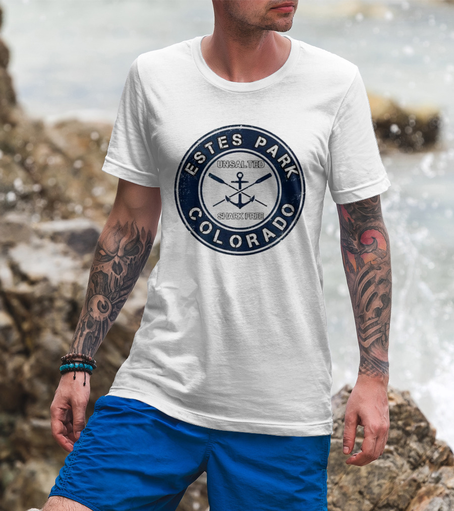 ESTES PARK COLORADO UNSALTED SHARK FREE ANCHOR AND OARS T-Shirt