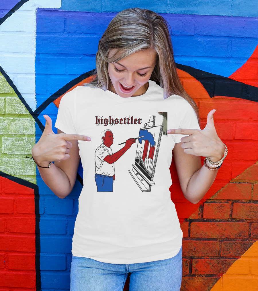 Highsettler Patriotic Painting Scene With Red And Blue Elements T-Shirt