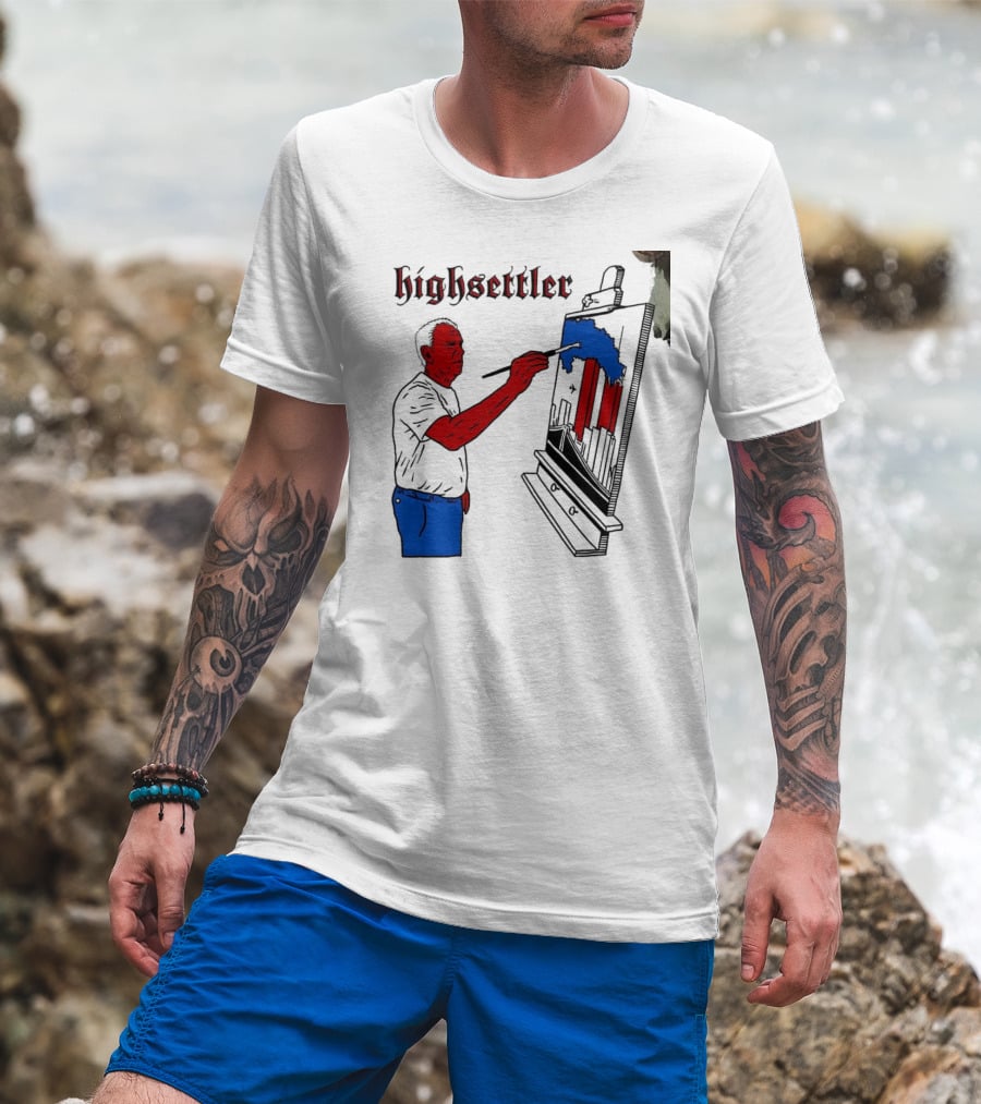Highsettler Patriotic Painting Scene With Red And Blue Elements T-Shirt