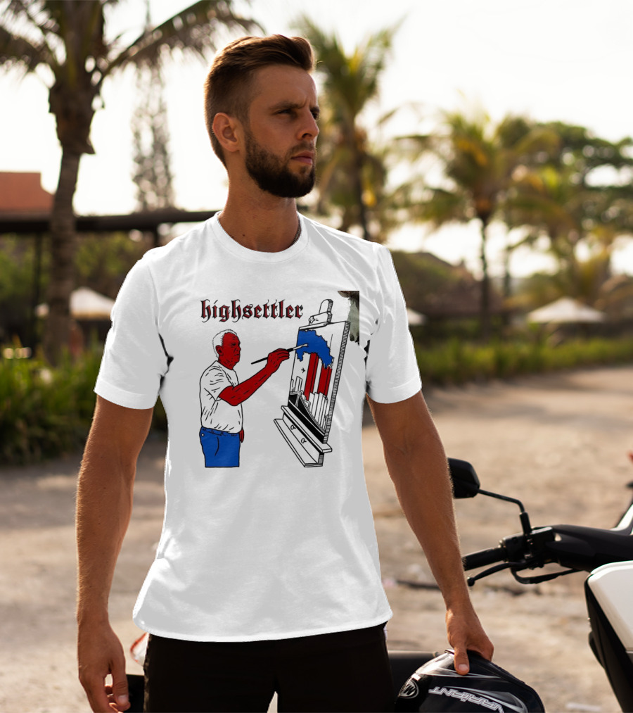 Highsettler Patriotic Painting Scene With Red And Blue Elements T-Shirt