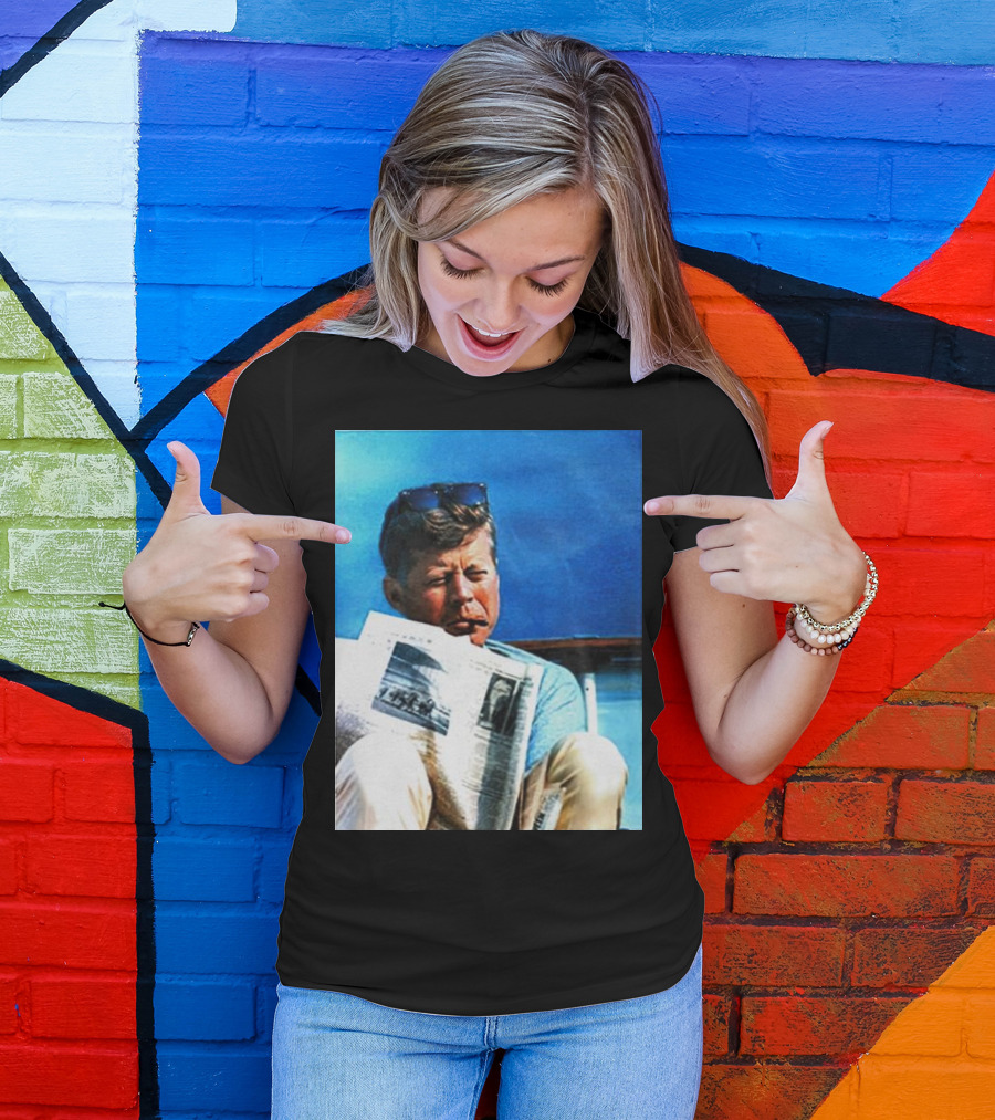 JFK Reading Newspaper On Summer Day T-Shirt