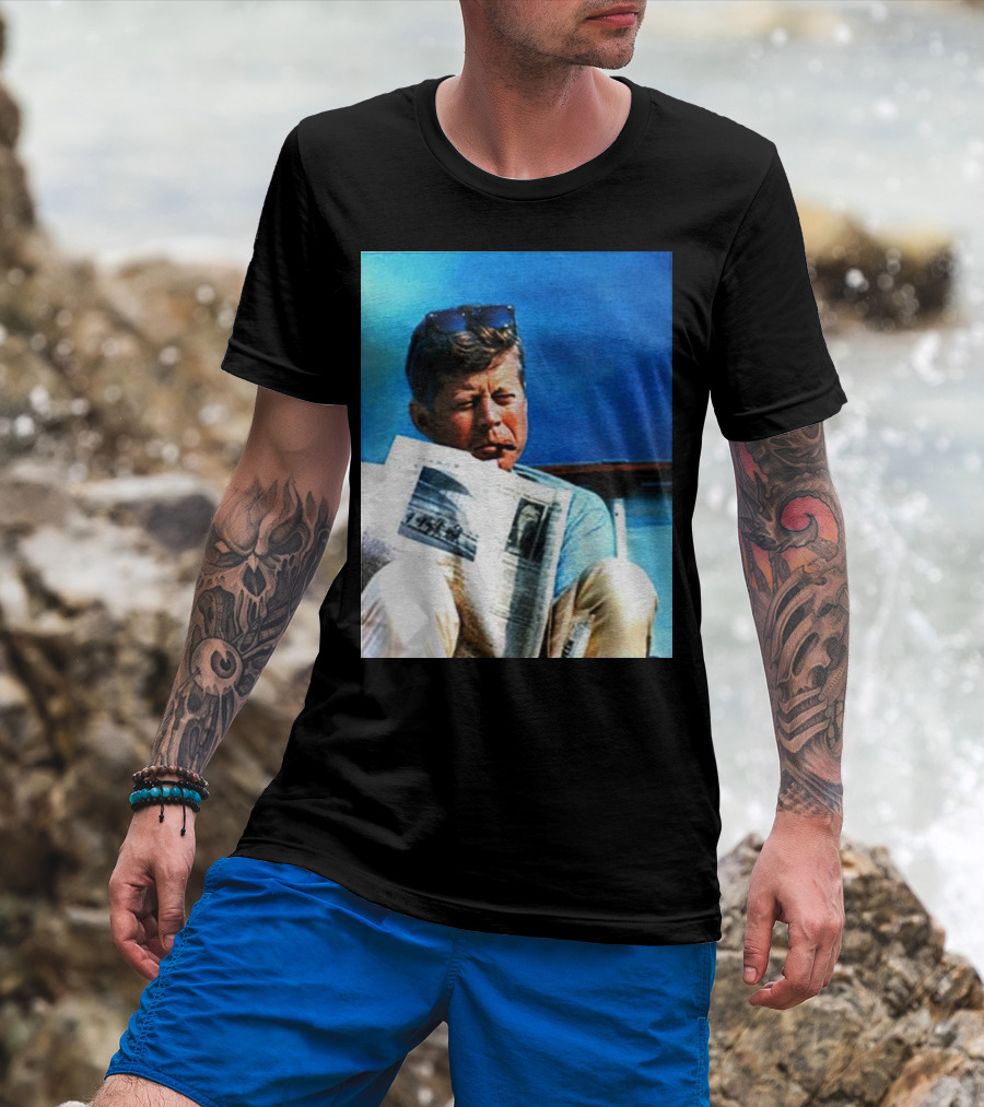 JFK Reading Newspaper On Summer Day T-Shirt