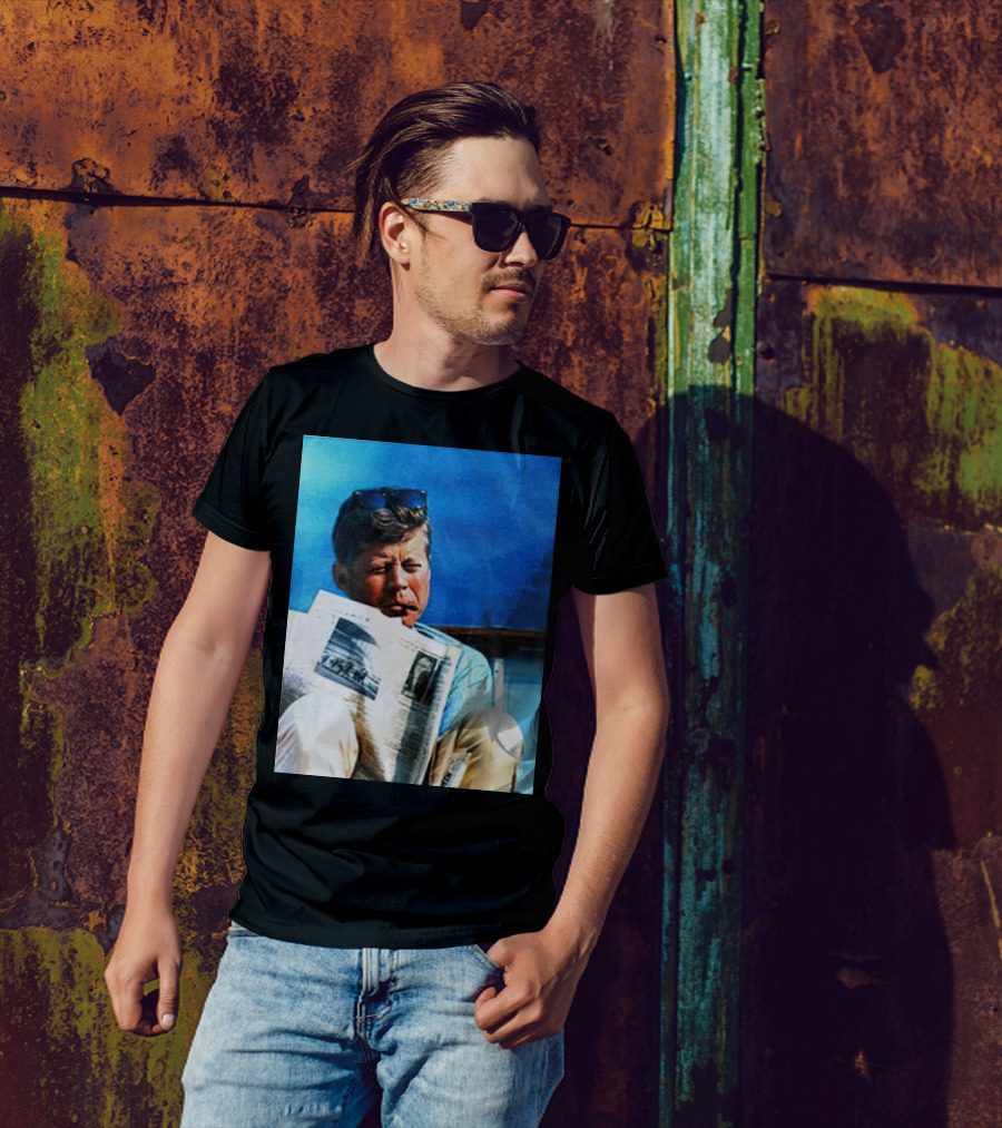 JFK Reading Newspaper On Summer Day T-Shirt
