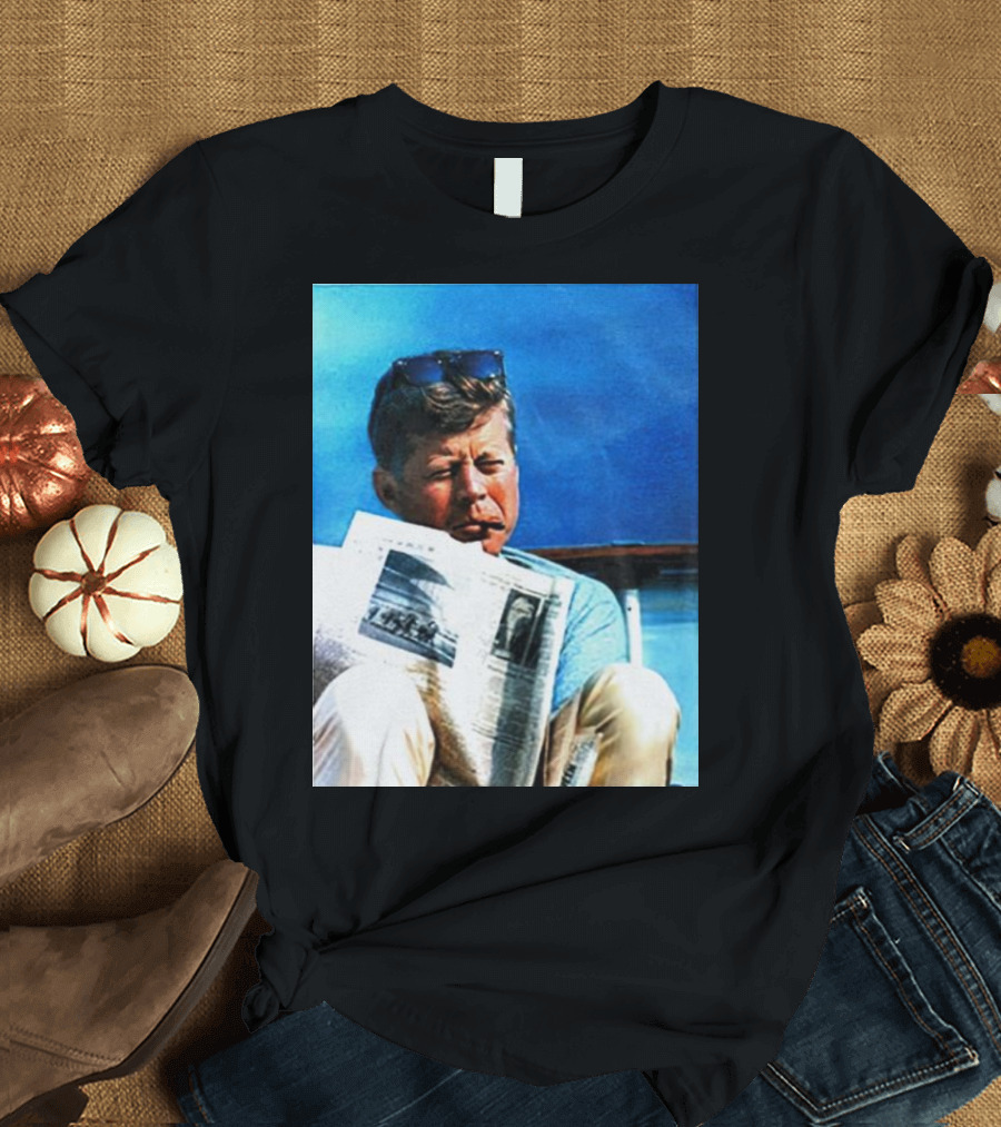 JFK Reading Newspaper On Summer Day T-Shirt