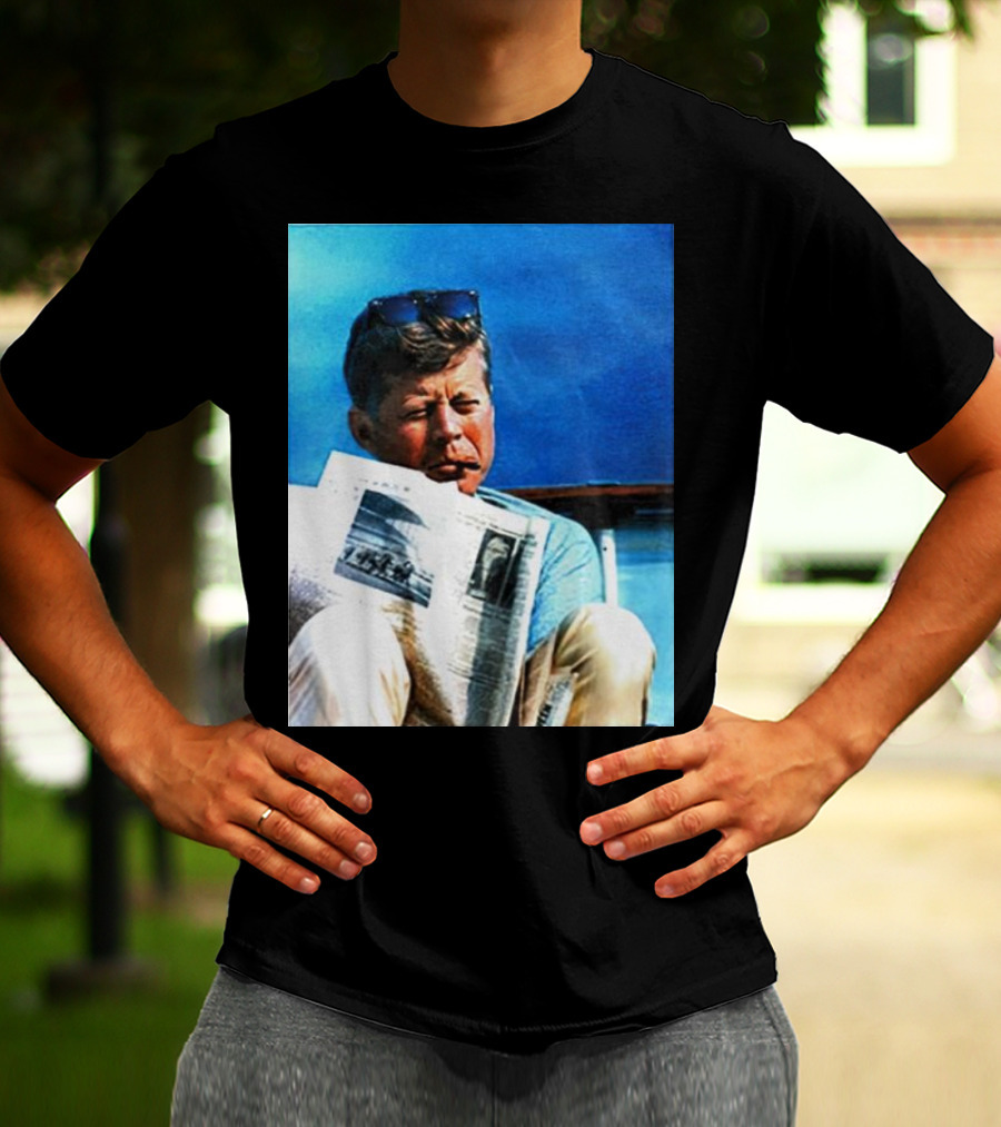 JFK Reading Newspaper On Summer Day T-Shirt