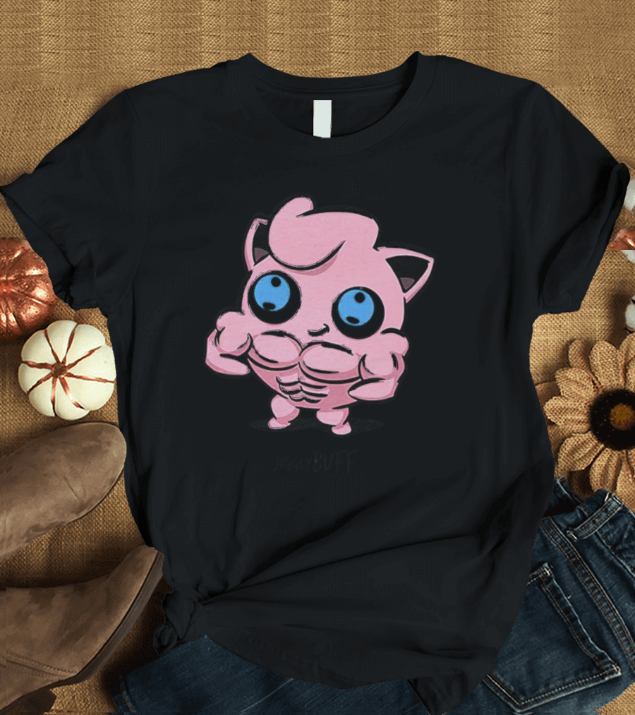 Jigglybuff Muscle Buff Pink Character With Blue Eyes T-Shirt