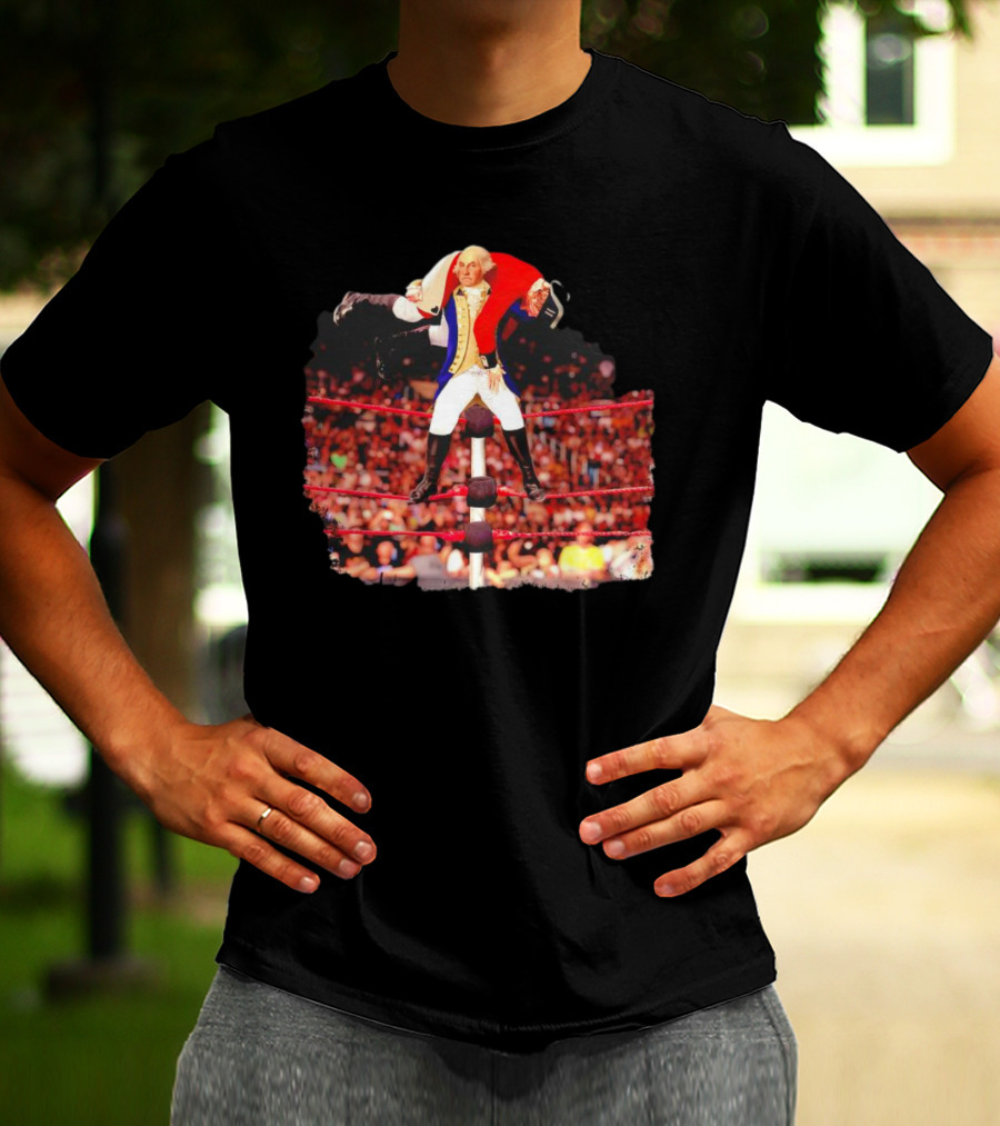 George Washington Wrestling Top Rope Crowd Scene T-Shirt