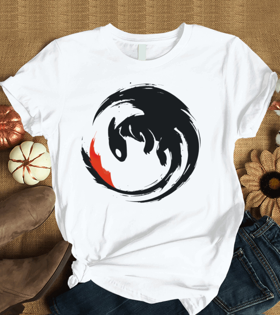 Toothless Night Fury Dragon Ying Yang T-Shirt