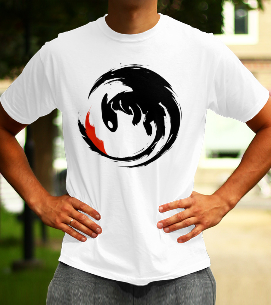 Toothless Night Fury Dragon Ying Yang T-Shirt
