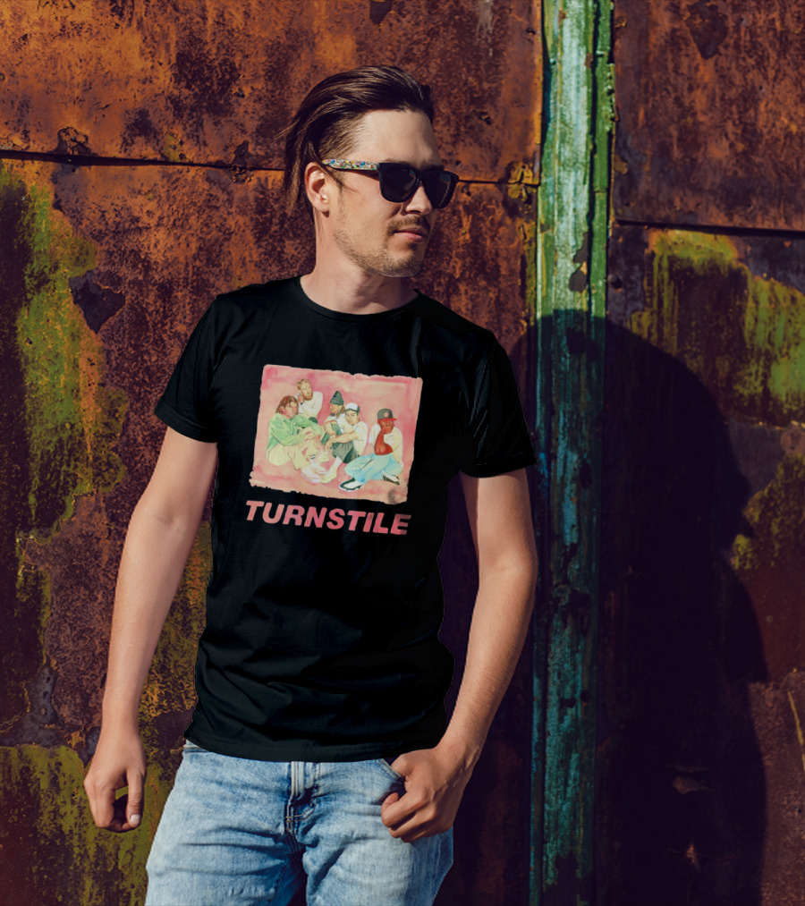 Turnstile Band Illustration Pink Pastel Aesthetic T-Shirt