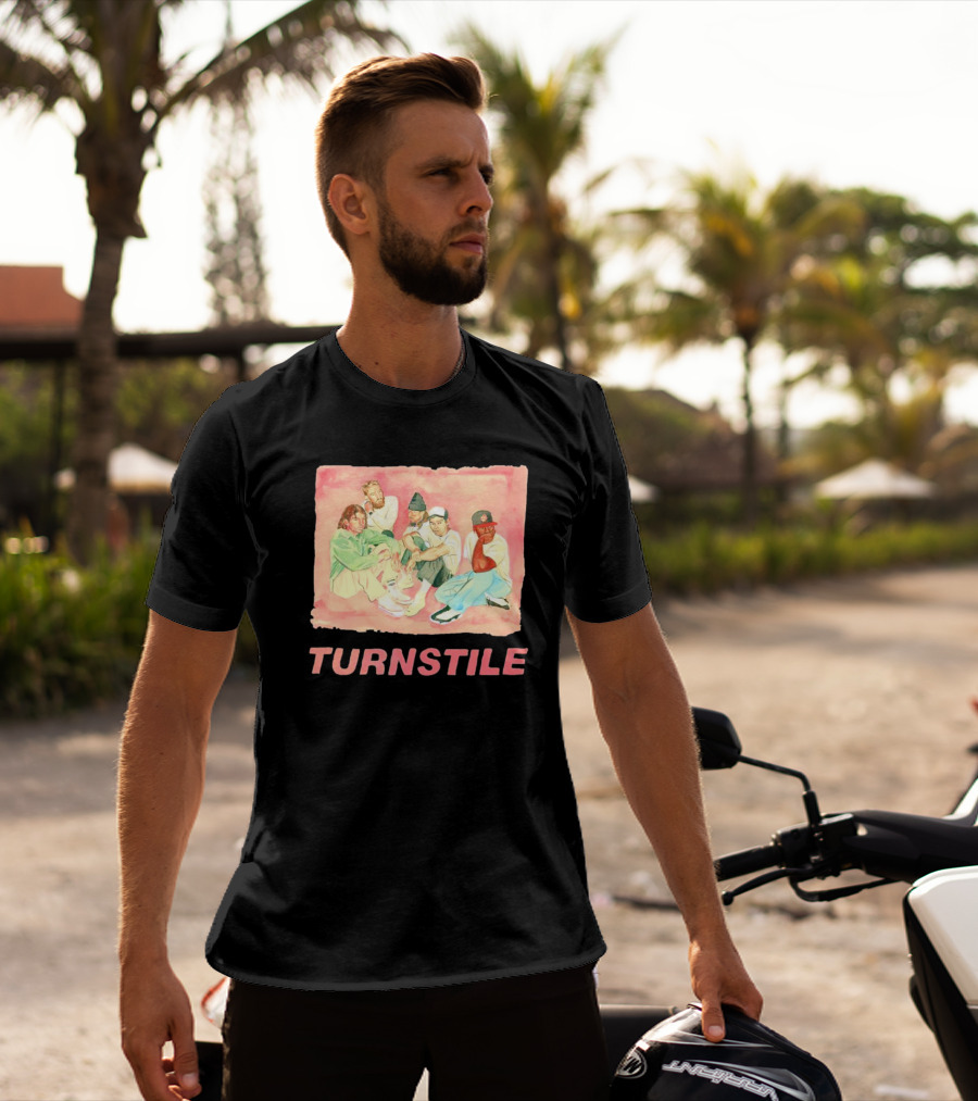 Turnstile Band Illustration Pink Pastel Aesthetic T-Shirt