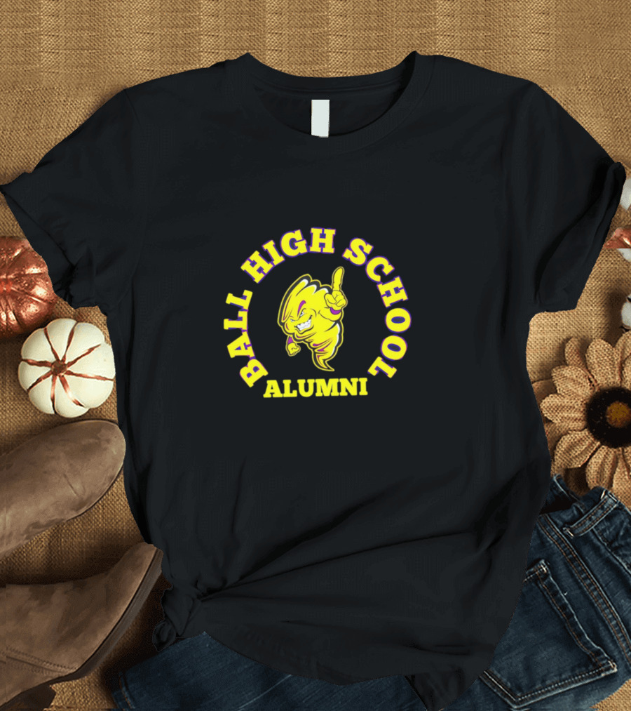 Ball High School Alumni Yellow Tornado Mascot T-Shirt