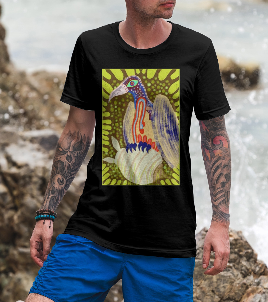 Bird Friends To The End Vivid Psychedelic Feathered Symbols T-Shirt