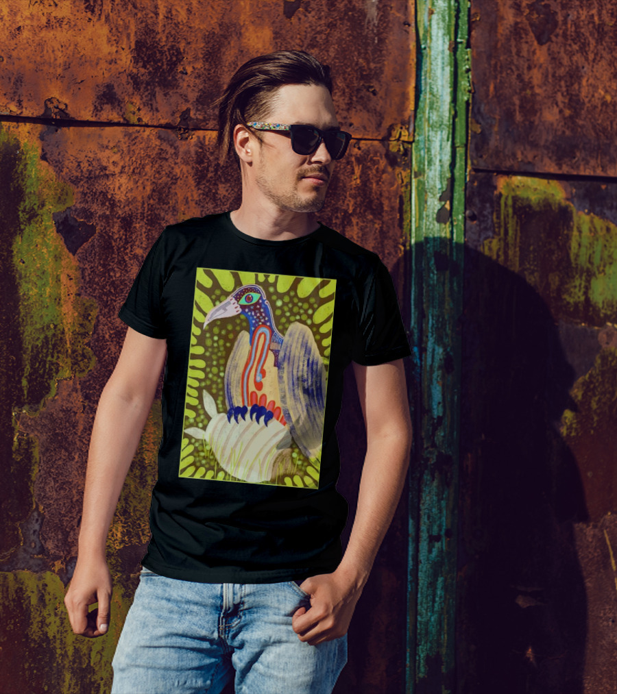 Bird Friends To The End Vivid Psychedelic Feathered Symbols T-Shirt