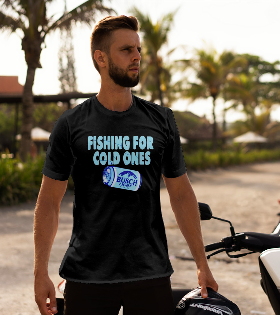 Fishing For Cold Ones Busch Light Fishing Can Mountains T-Shirt