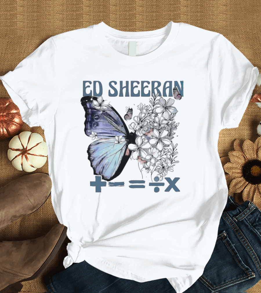 Ed Sheeran Butterfly Flowers Math Symbols Equals Tour T-Shirt