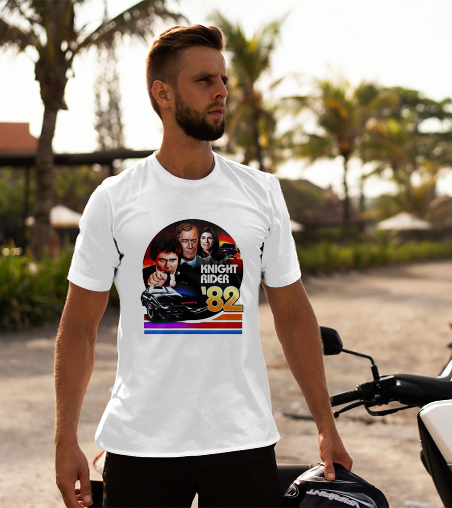 Knight Rider ’82 Retro Cast And Car Montage T-Shirt