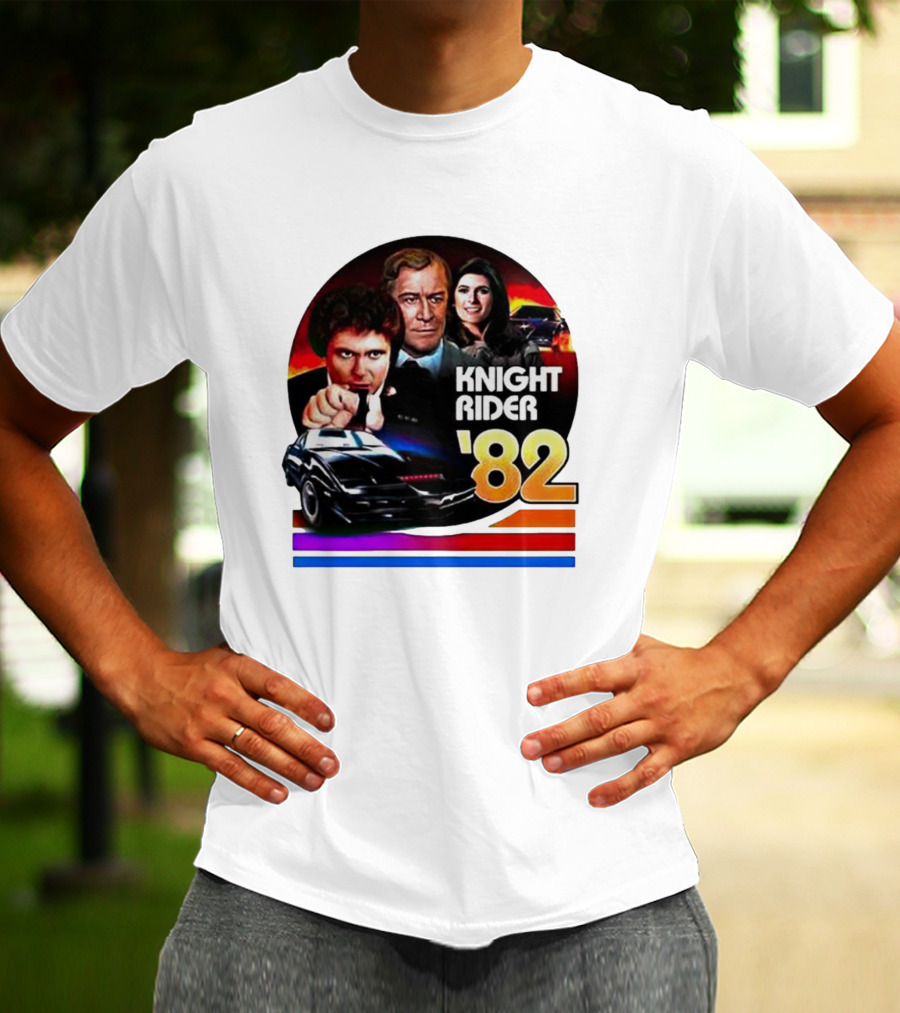 Knight Rider ’82 Retro Cast And Car Montage T-Shirt
