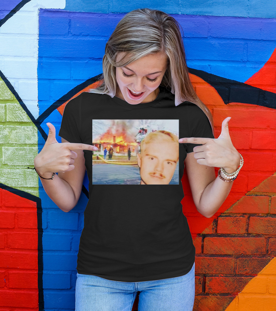 Lloyd Meme Fire Burning House Background T-Shirt