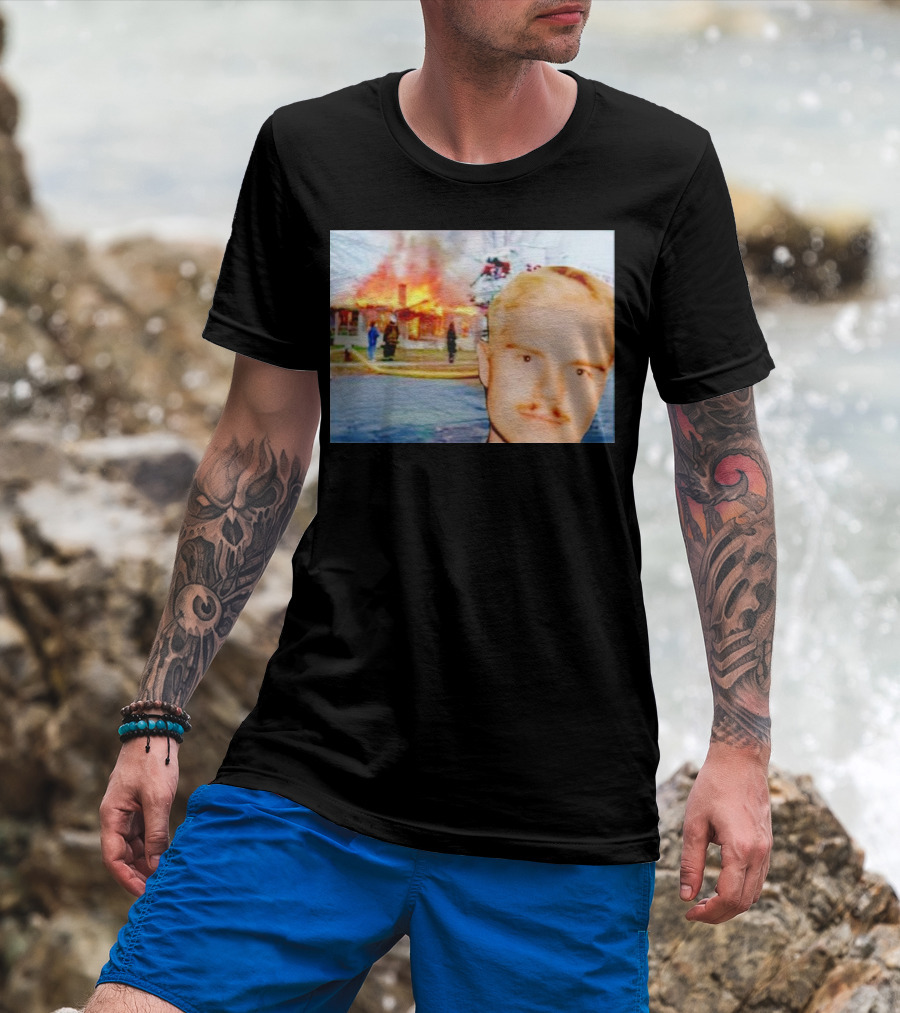 Lloyd Meme Fire Burning House Background T-Shirt