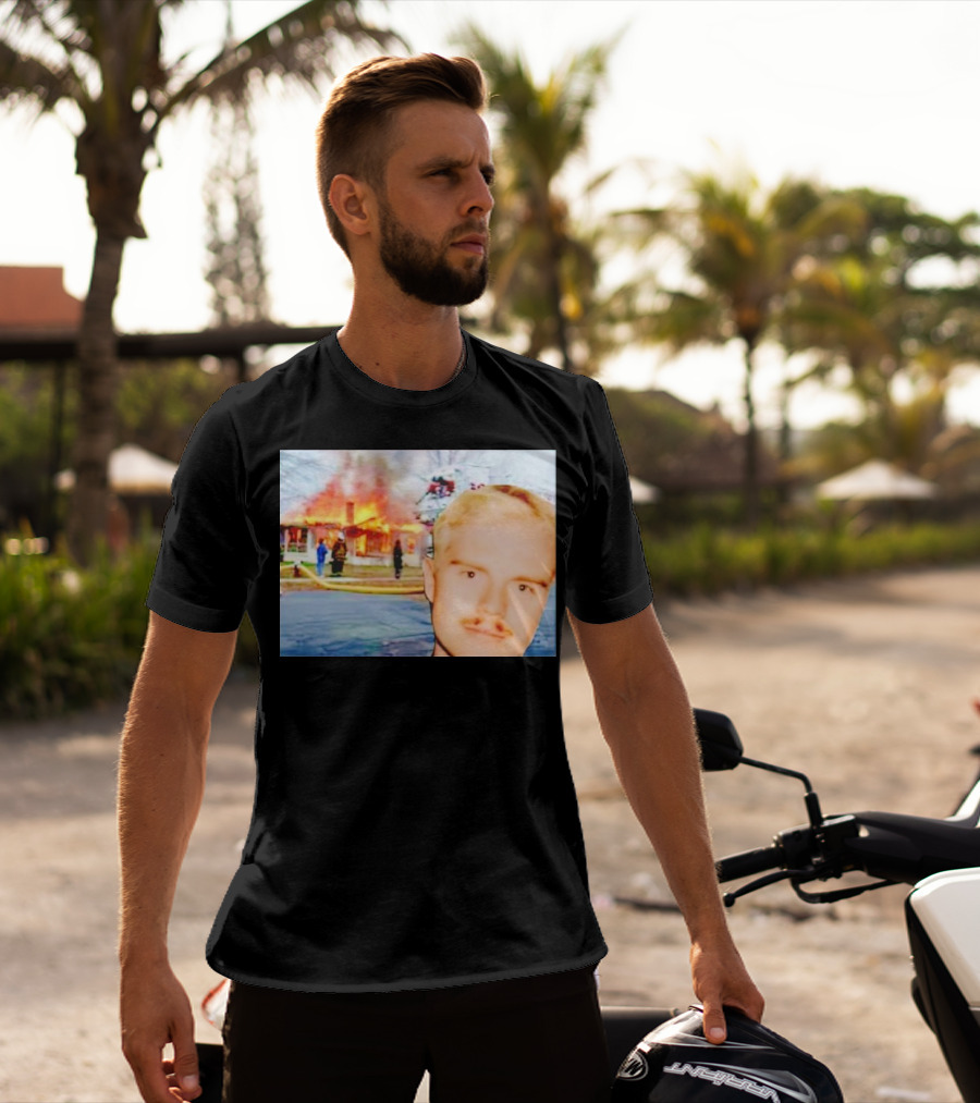 Lloyd Meme Fire Burning House Background T-Shirt