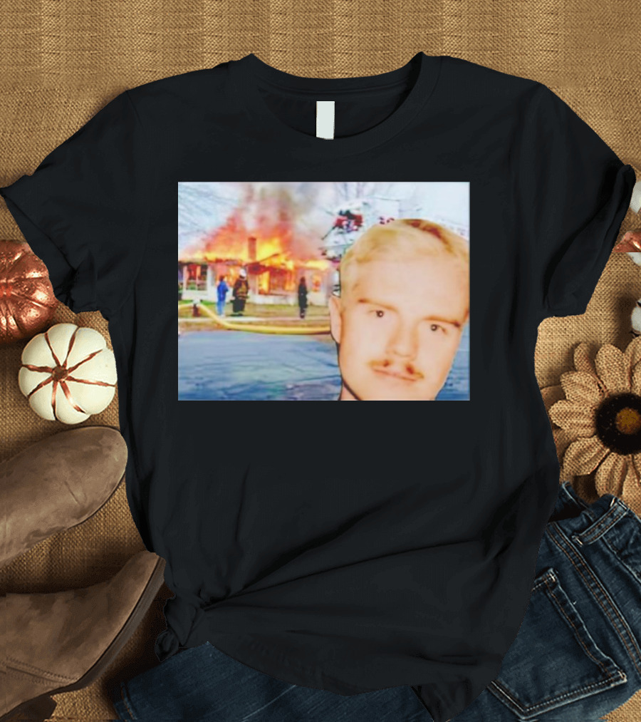 Lloyd Meme Fire Burning House Background T-Shirt