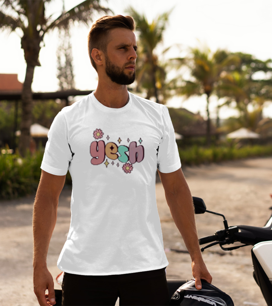 Lauren Derouen Yesh Colorful Floral Pastel Text With Flowers And Diamonds T-Shirt