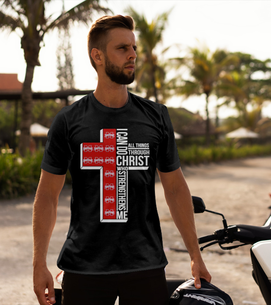 State Bulldogs I Can Do All Things Through Christ Who Strengthens Me Cross T-Shirt