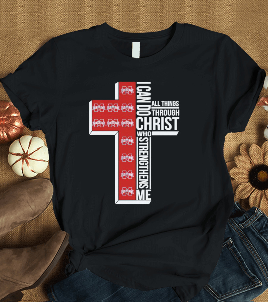 State Bulldogs I Can Do All Things Through Christ Who Strengthens Me Cross T-Shirt