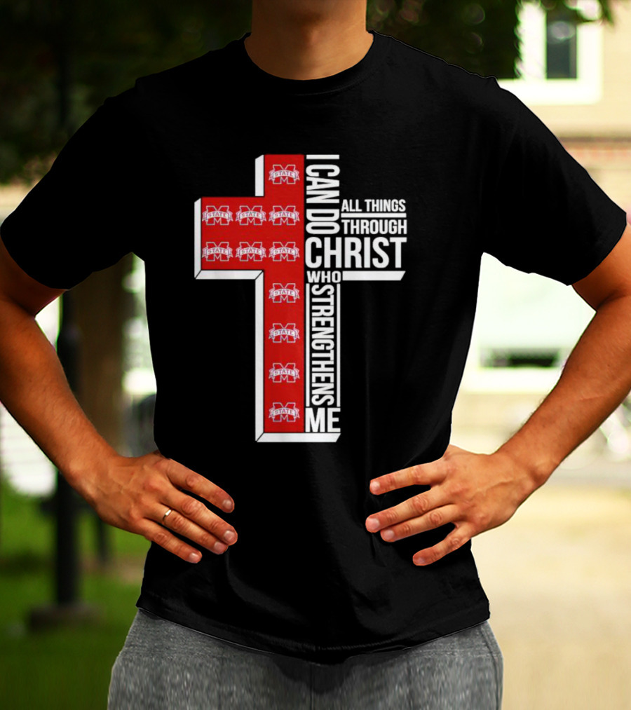 State Bulldogs I Can Do All Things Through Christ Who Strengthens Me Cross T-Shirt