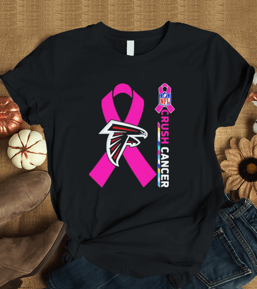 Atlanta Falcons NFL Pink Ribbon Crush Cancer Awareness T-Shirt