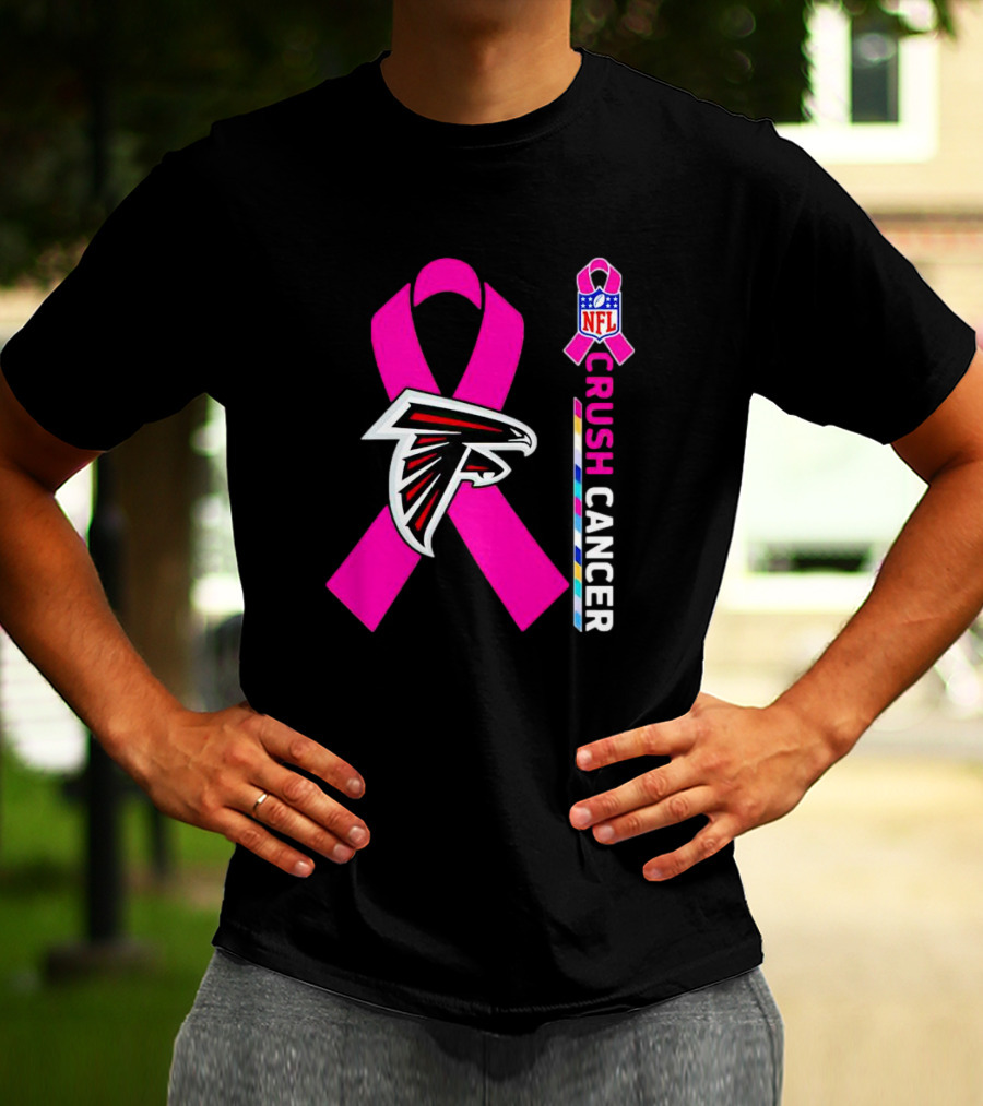 Atlanta Falcons NFL Pink Ribbon Crush Cancer Awareness T-Shirt