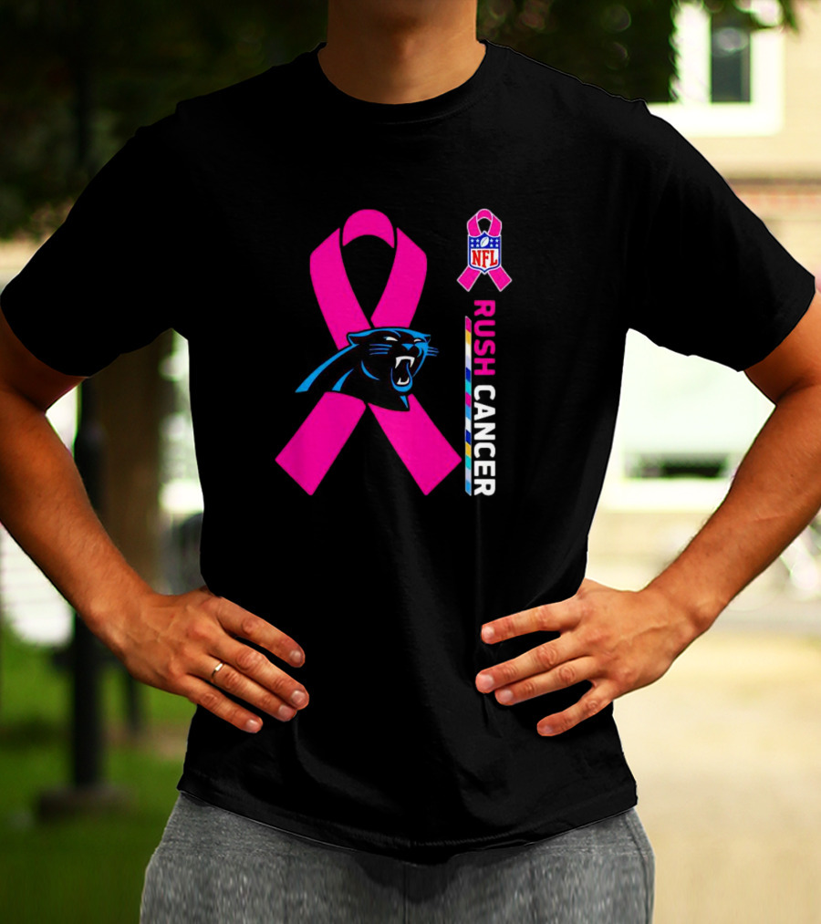 Carolina Panthers NFL Pink Ribbon Rush Cancer Awareness T-Shirt