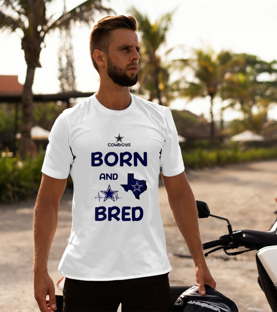 Cowboys Born And Bred Texas Star Heartbeat T-Shirt
