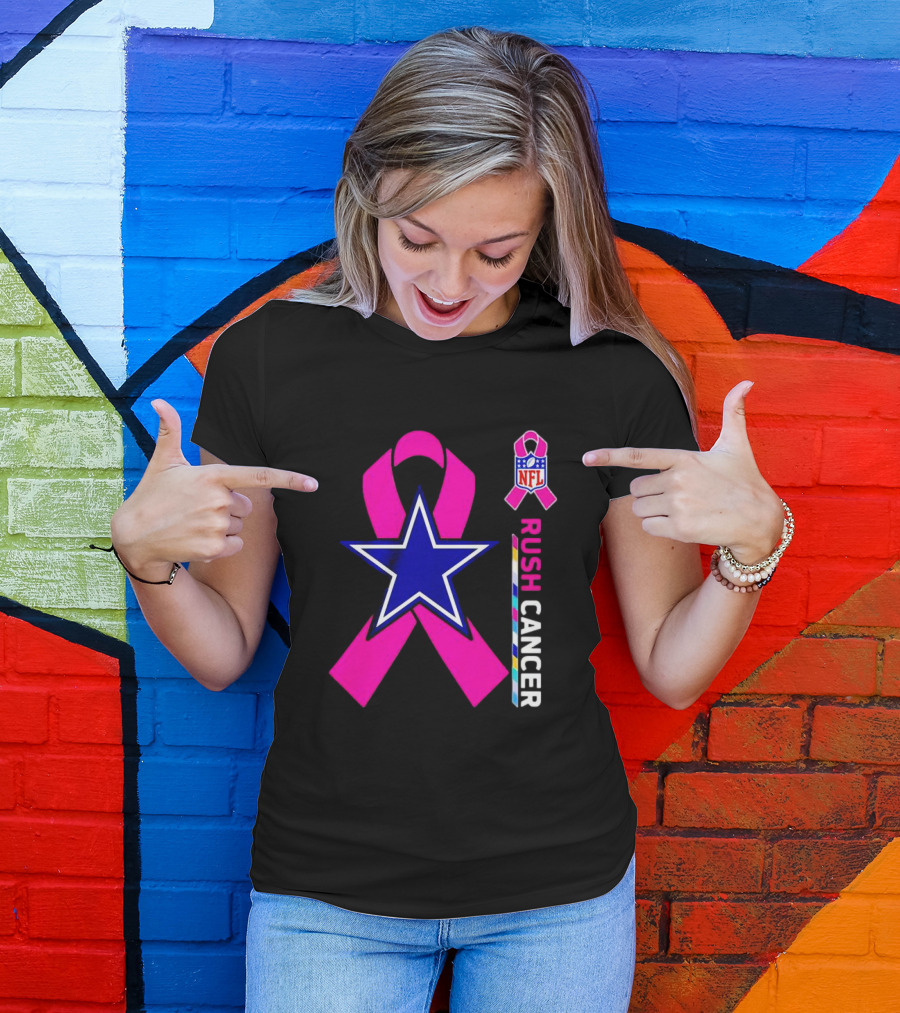 Dallas Cowboys NFL Rush Cancer Pink Ribbon Star T-Shirt