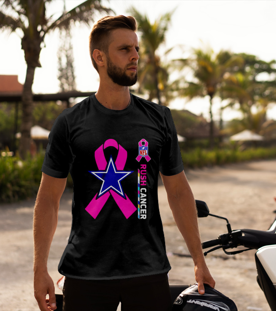 Dallas Cowboys NFL Rush Cancer Pink Ribbon Star T-Shirt