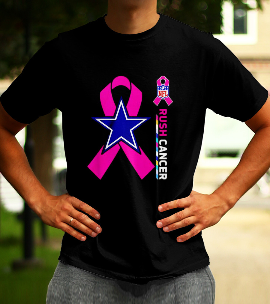 Dallas Cowboys NFL Rush Cancer Pink Ribbon Star T-Shirt