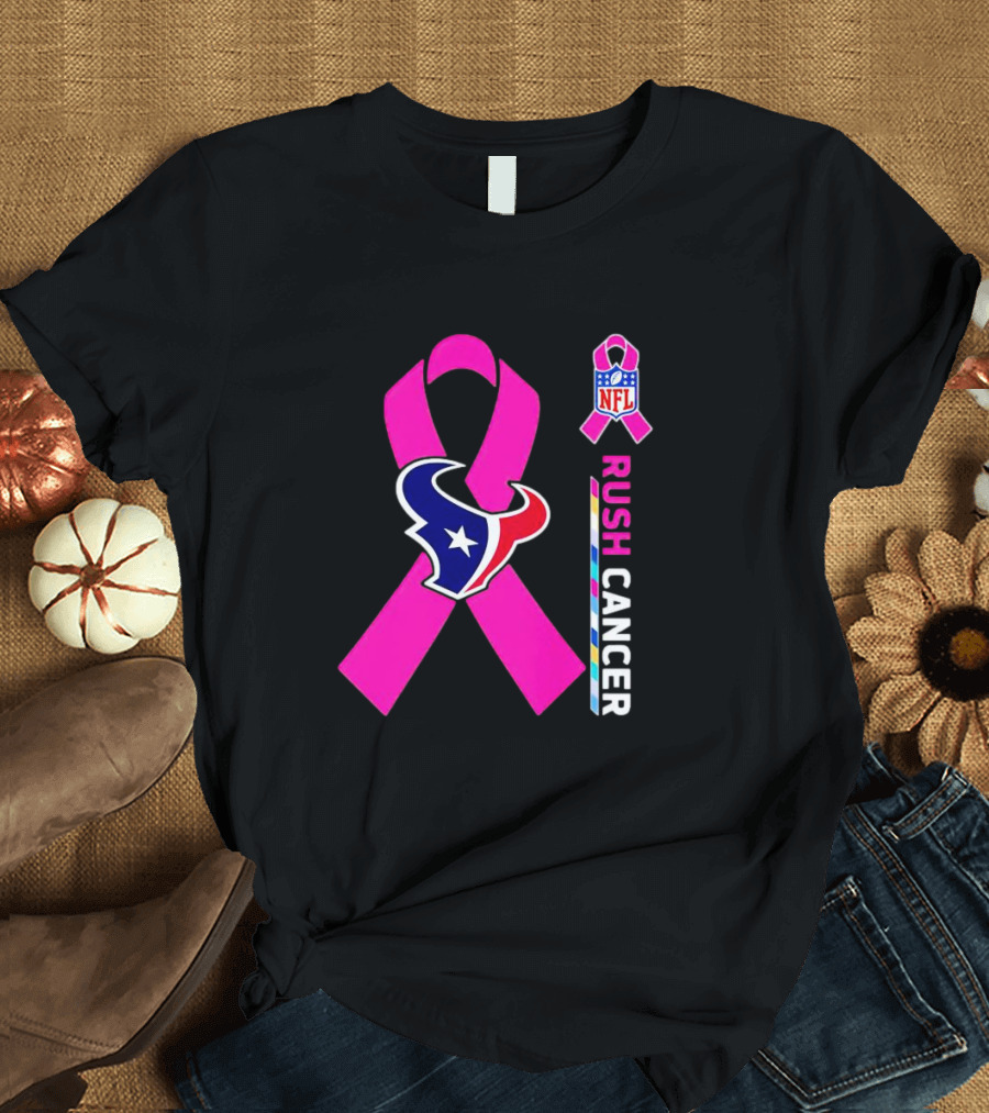 Houston Texans NFL Rush Crush Cancer Pink T-Shirt