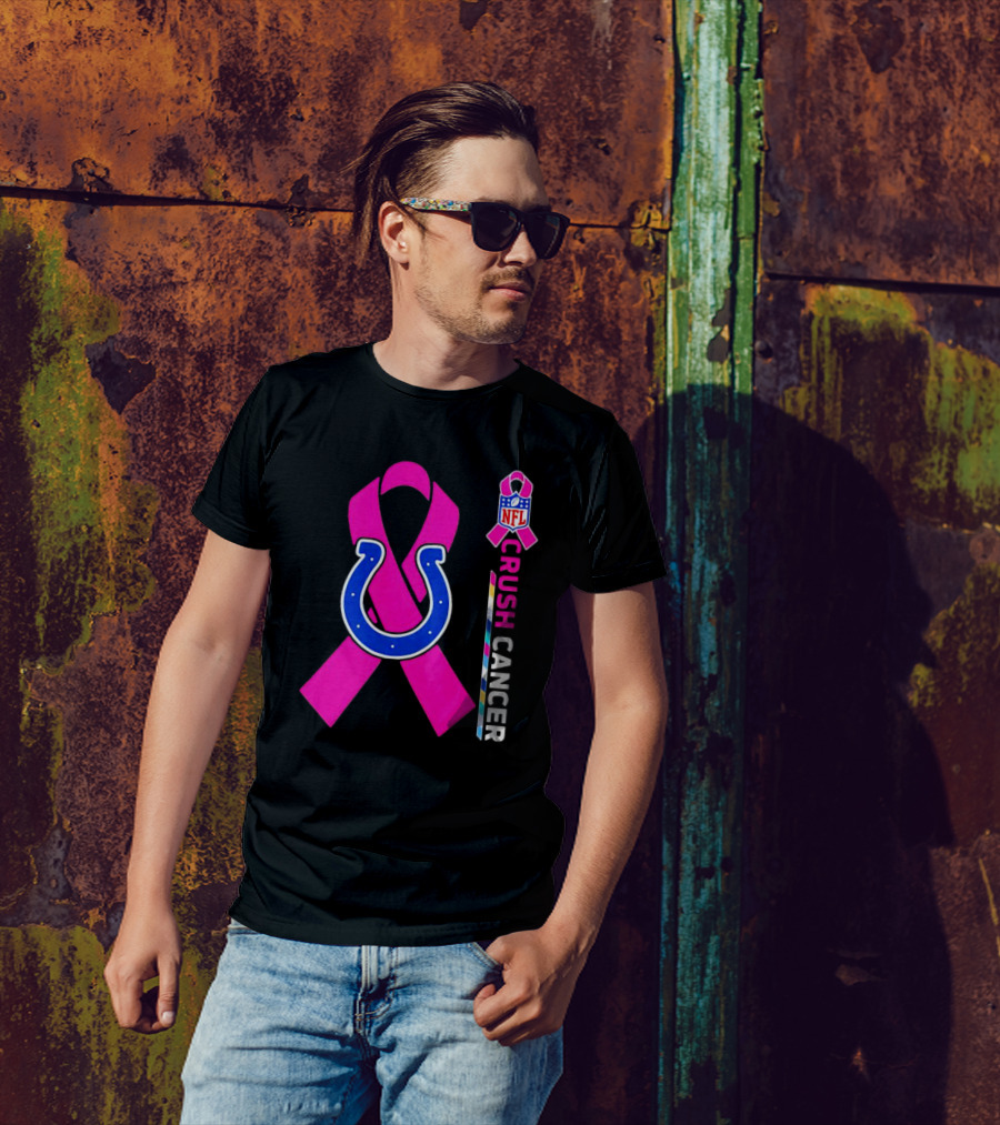 Indianapolis Colts NFL Pink Ribbon Crush Cancer T-Shirt