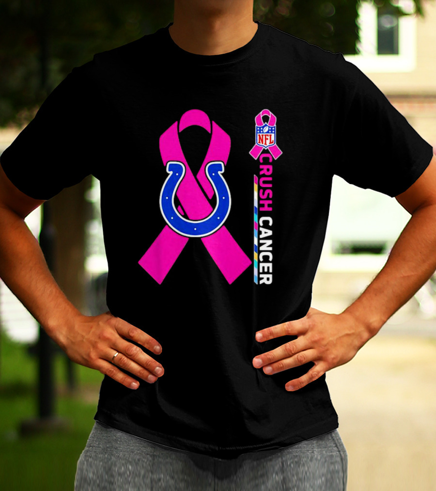 Indianapolis Colts NFL Pink Ribbon Crush Cancer T-Shirt