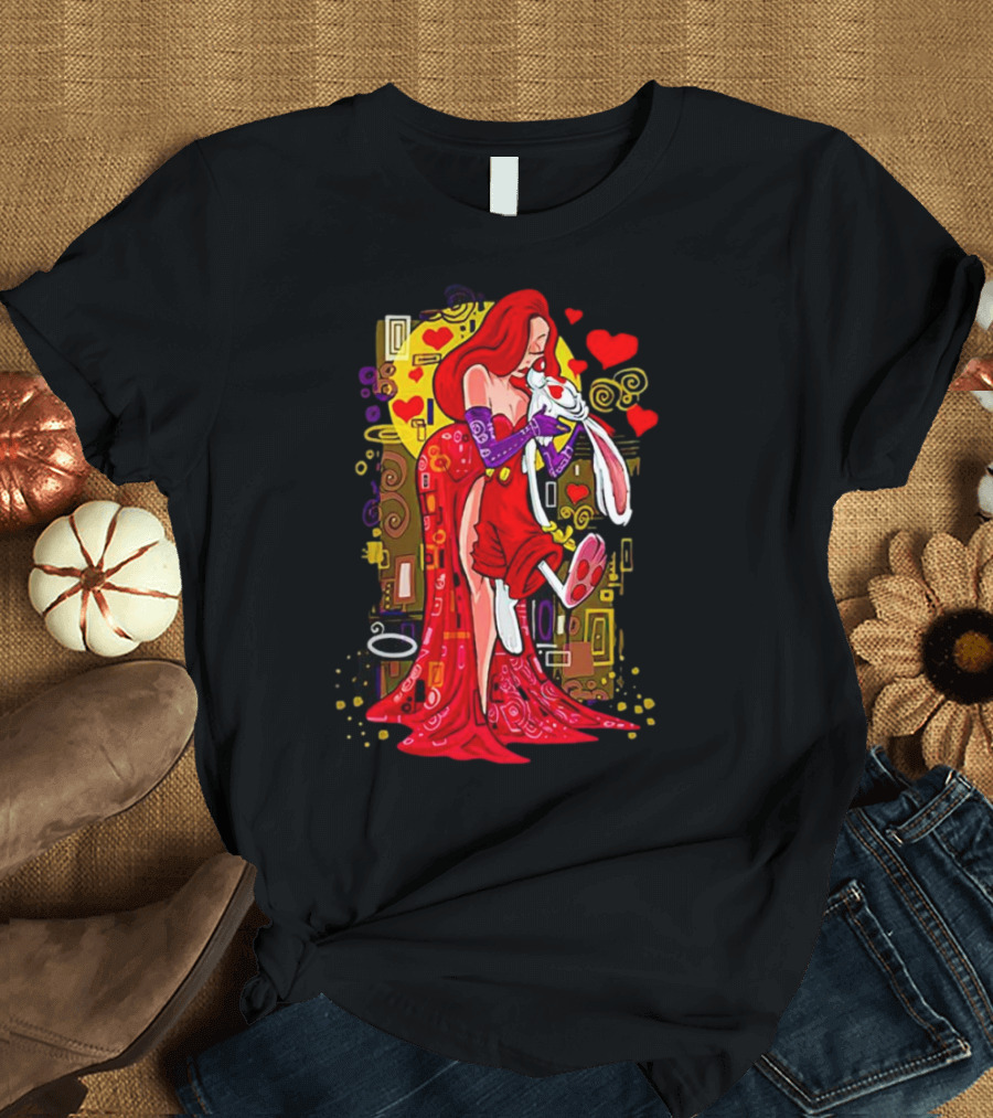 Jessica Rabbit Roger Rabbit Gustav Klimt The Kiss Cartoon Hearts T-Shirt