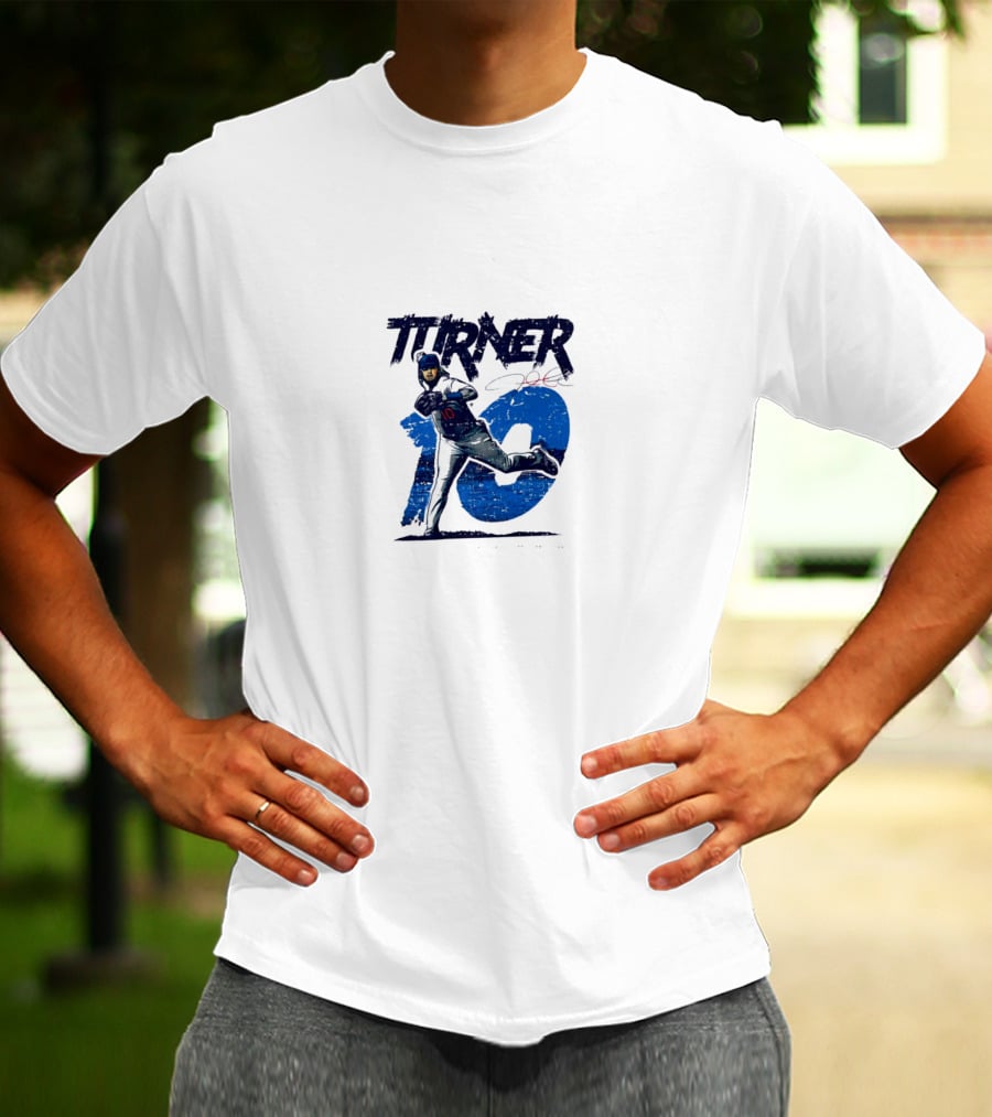 Turner 10 Los Angeles Dodgers Baseball Action Pose Signature T-Shirt